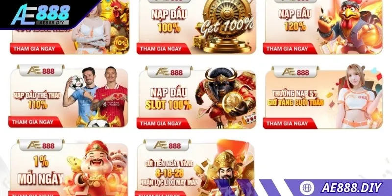 Khuyến mãi AE888 đưa ra mức chiết khấu cao khi nạp tiền
