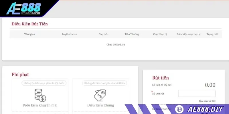 Các yêu cầu rút tiền AE888 với số tiền thấp hơn sẽ không được xử lý